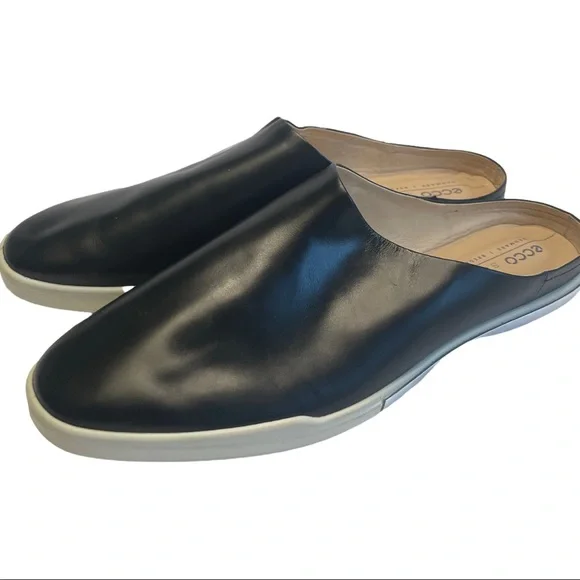 Sold on eBay ECCO Simpil Ballerina Black Leather Slip On Mules EU41 - Picture 1 of 11
